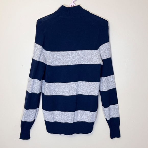 Brooks Brothers 100% Wool Zip Pullover Sweater - Men's Size M - Blue Tan - Picture 4 of 9